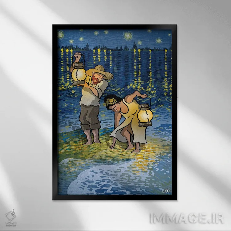 تابلو در جستجوی ستارگان اثر علیرضا کریمی مقدم (هنرمند ایرانی) - نمای قابدار مشکی