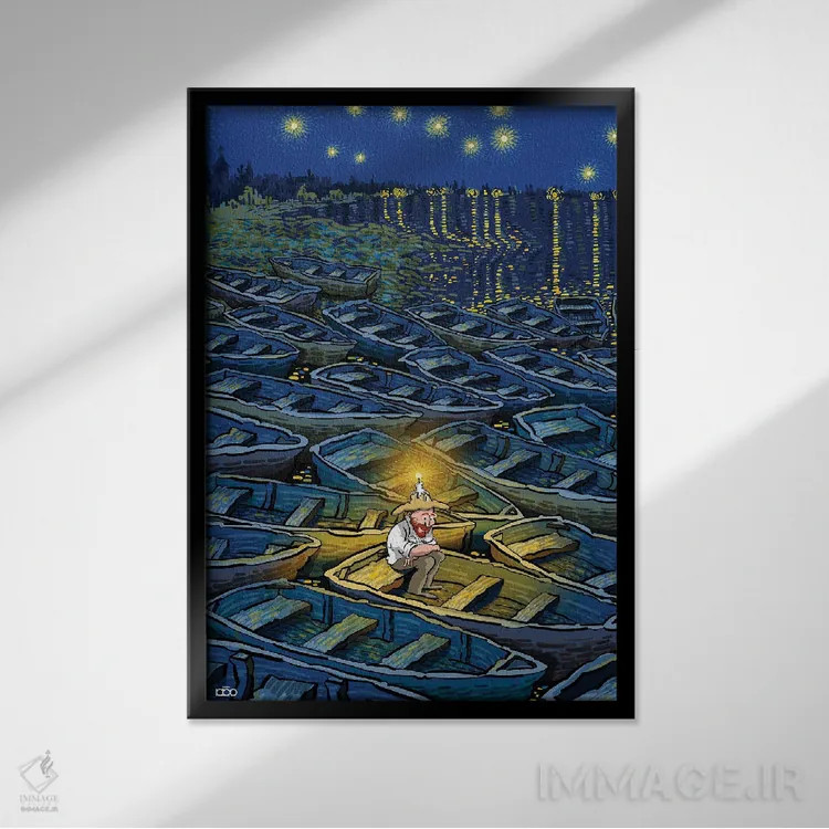 تابلو گمشده در رویاها اثر علیرضا کریمی مقدم (هنرمند ایرانی) - نمای قابدار مشکی