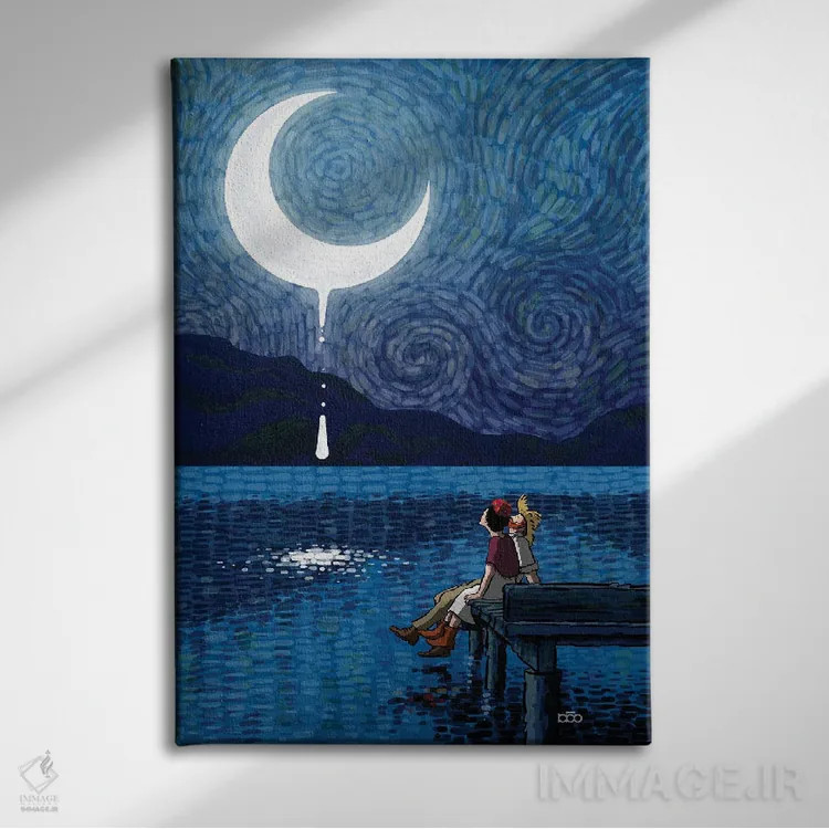 تابلو اشکهای ماه اثر علیرضا کریمی مقدم (هنرمند ایرانی) - نمای روبهرو روی دیوار