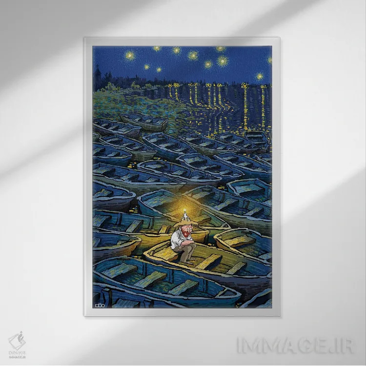 تابلو گمشده در رویاها اثر علیرضا کریمی مقدم (هنرمند ایرانی) - نمای قابدار سفید