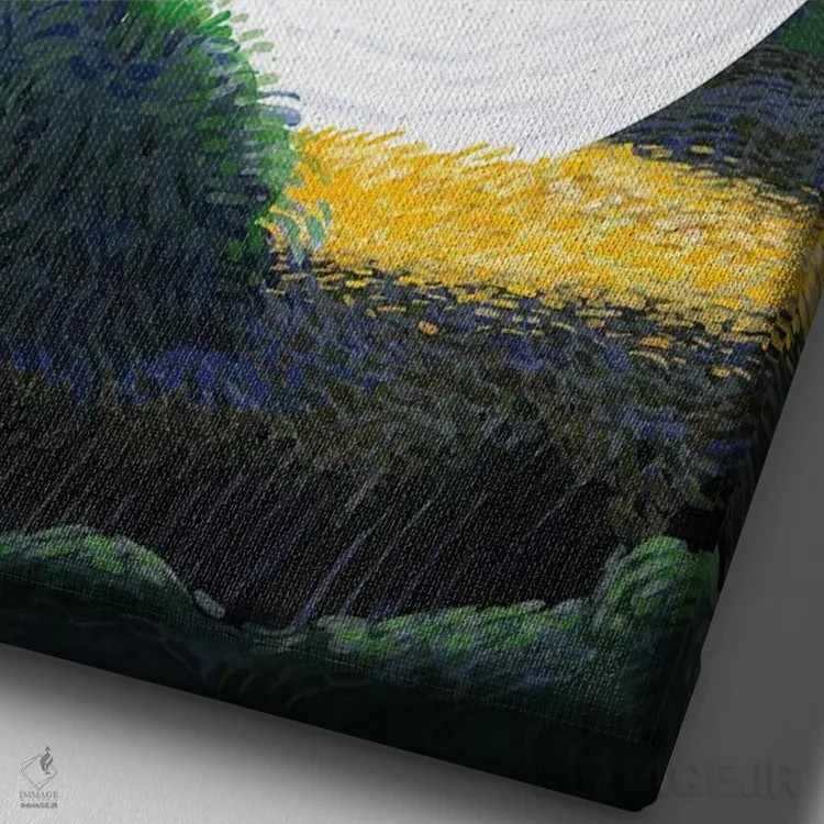 تابلو ماه در مزرعه گندم اثر علیرضا کریمی مقدم (هنرمند ایرانی) - نمای نزدیک بافت بوم