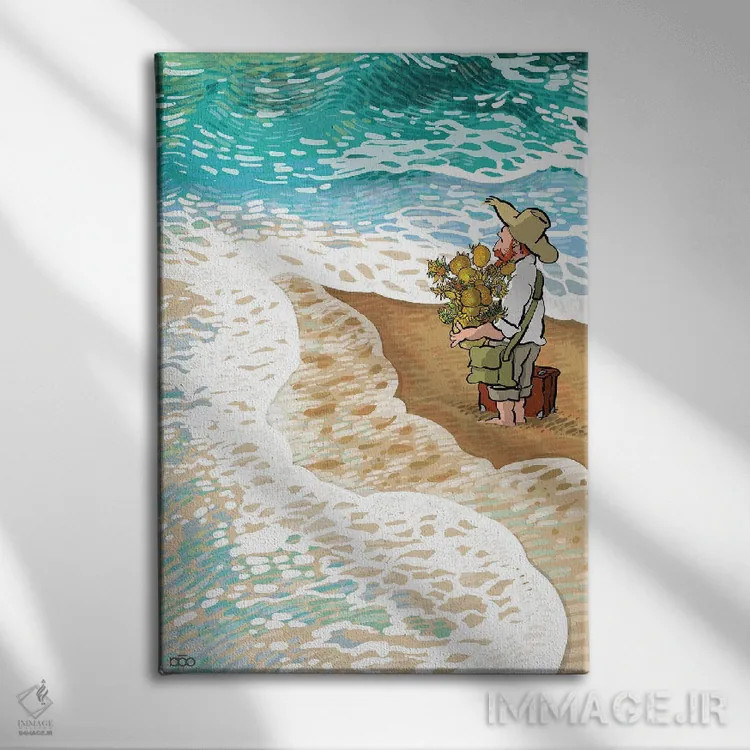 تابلو مسافر اثر علیرضا کریمی مقدم (هنرمند ایرانی) - نمای روبهرو روی دیوار