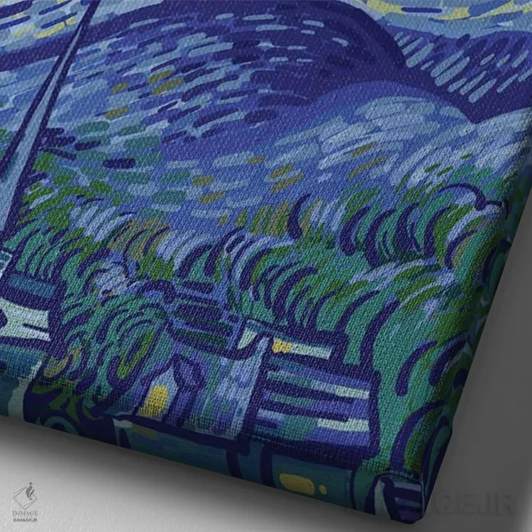 تابلو تاب سواری روی ماه اثر علیرضا کریمی مقدم (هنرمند ایرانی) - نمای نزدیک بافت بوم