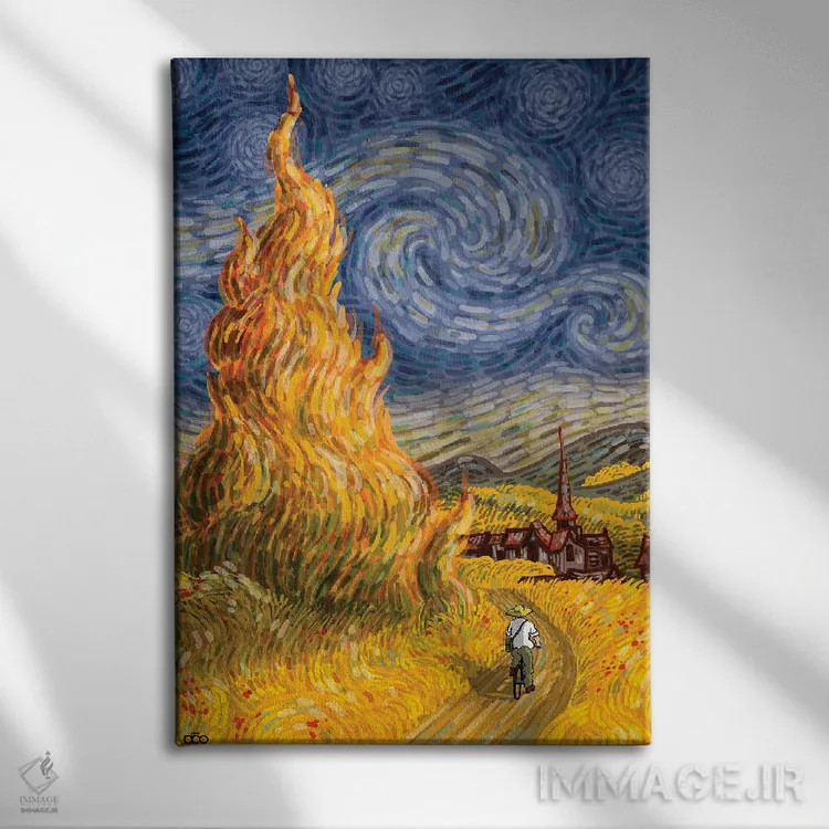 تابلو پاییز اثر علیرضا کریمی مقدم (هنرمند ایرانی) - نمای روبهرو روی دیوار