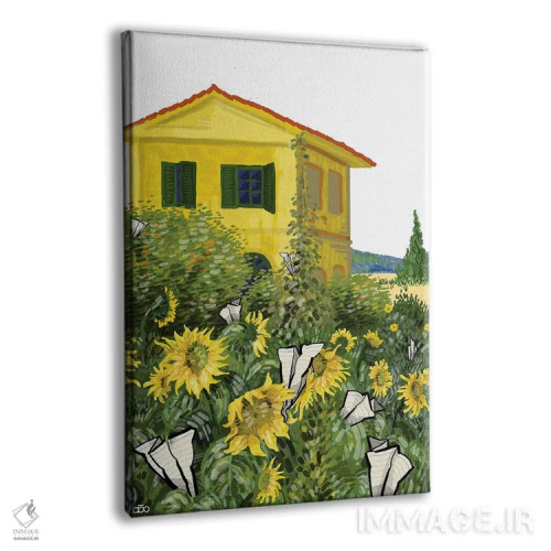 تابلو خانهٔ زرد اثر علیرضا کریمی مقدم (هنرمند ایرانی) - نمای پرسپکتیو محصول