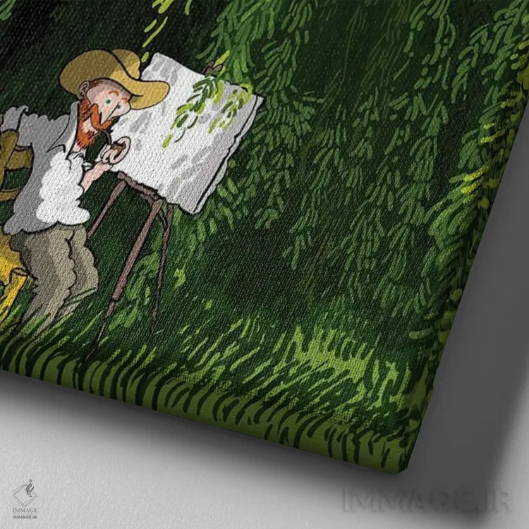 تابلو درخت بید اثر علیرضا کریمی مقدم (هنرمند ایرانی) - نمای نزدیک بافت بوم