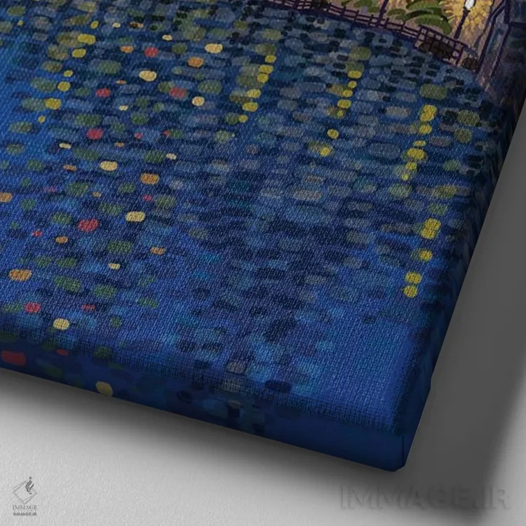 تابلو دریاچهٔ کریسمس اثر علیرضا کریمی مقدم (هنرمند ایرانی) - نمای نزدیک بافت بوم