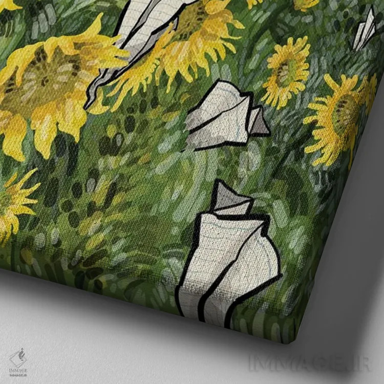 تابلو خانهٔ زرد اثر علیرضا کریمی مقدم (هنرمند ایرانی) - نمای نزدیک بافت بوم