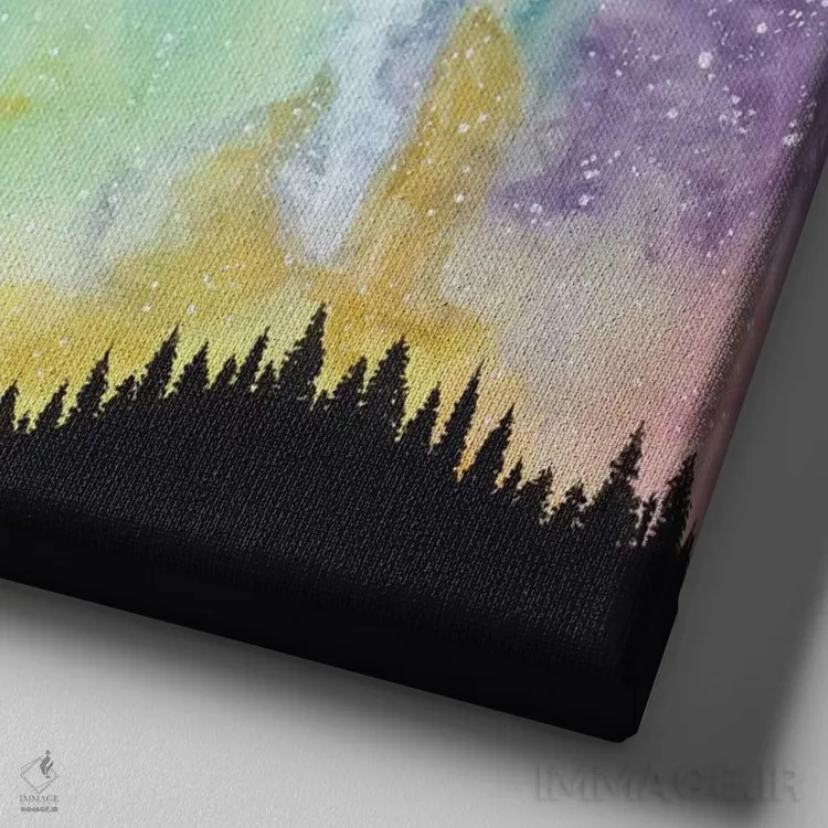 تابلو آسمان شب جادویی اثر آمایا بوچلی - نمای نزدیک بافت بوم