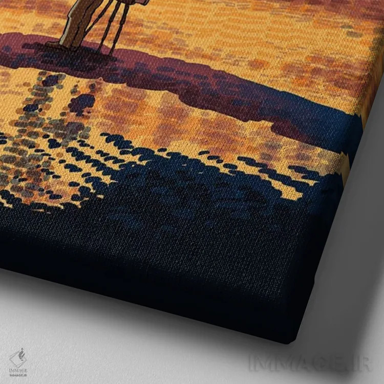 تابلو سپیدهدم کنار دریا اثر علیرضا کریمی مقدم (هنرمند ایرانی) - نمای نزدیک بافت بوم