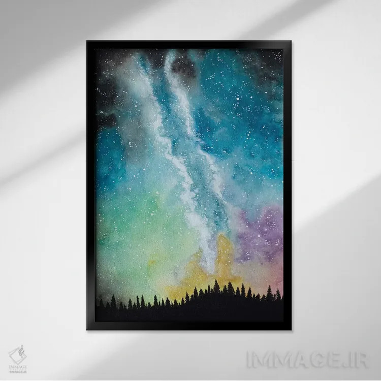 تابلو آسمان شب جادویی اثر آمایا بوچلی - نمای قابدار مشکی