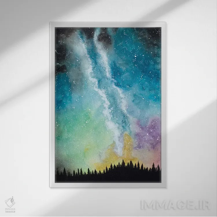 تابلو آسمان شب جادویی اثر آمایا بوچلی - نمای قابدار سفید