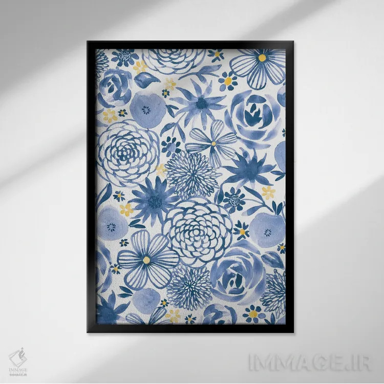 تابلو حالوهوای نیلی شش اثر آماندا مکگی - نمای قابدار مشکی