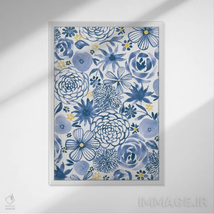 تابلو حالوهوای نیلی شش اثر آماندا مکگی - نمای قابدار سفید