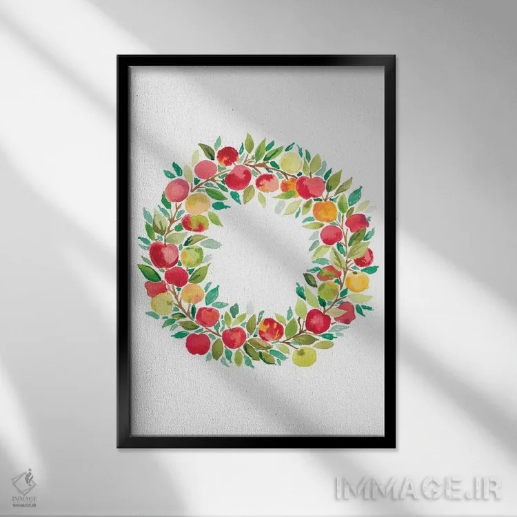 تابلو برداشت سیب چهار اثر آماندا مکگی - نمای قابدار مشکی