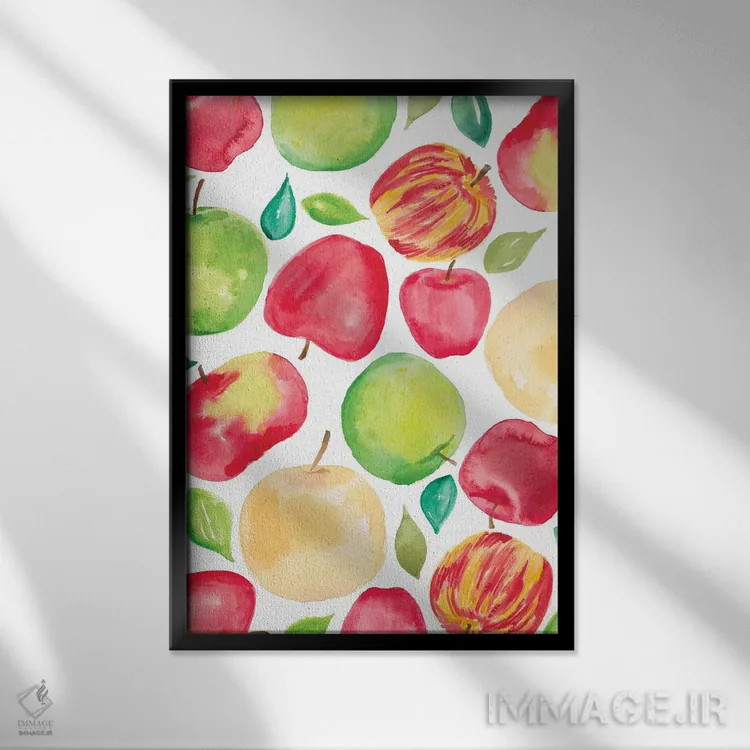 تابلو برداشت سیب پنج اثر آماندا مکگی - نمای قابدار مشکی