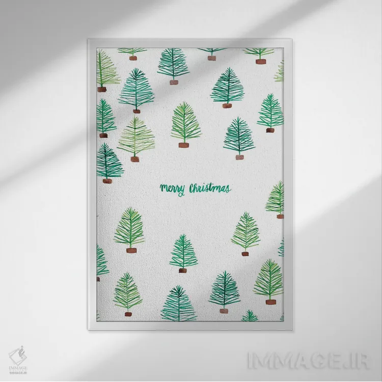 تابلو ای درخت کریسمس سه اثر آماندا مکگی - نمای قابدار سفید