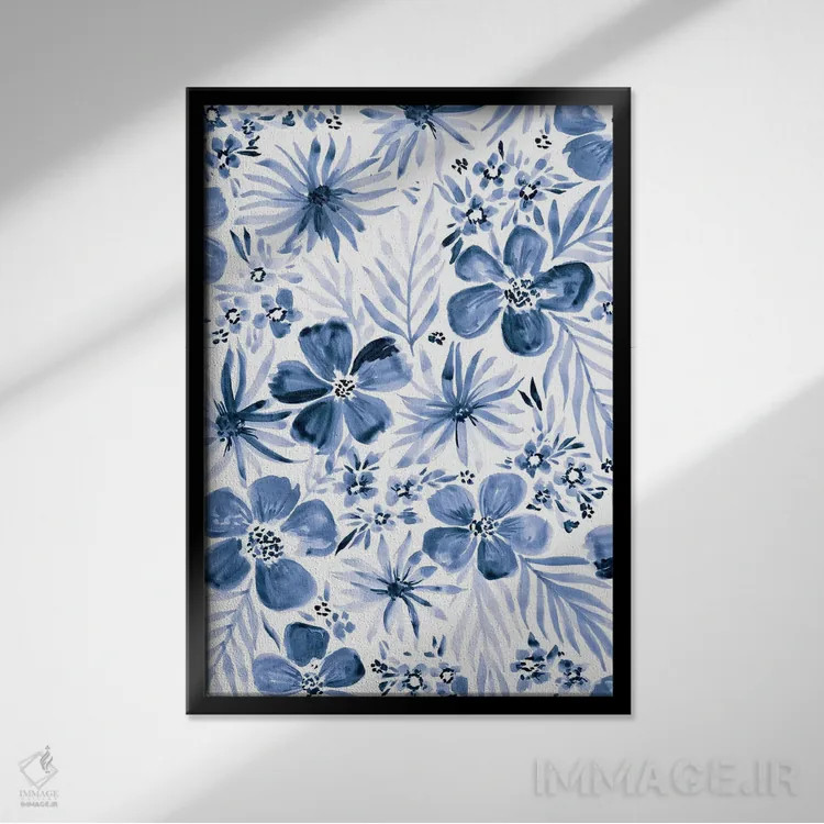 تابلو حالوهوای نیلی یک اثر آماندا مکگی - نمای قابدار مشکی