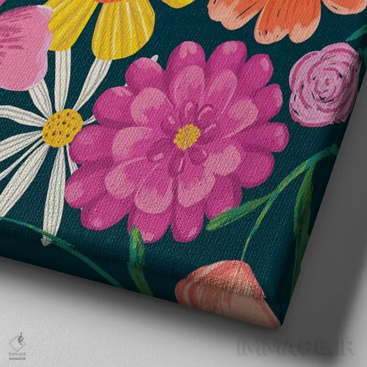 تابلو درخشش گلها دو اثر آماندا مکگی - نمای نزدیک بافت بوم