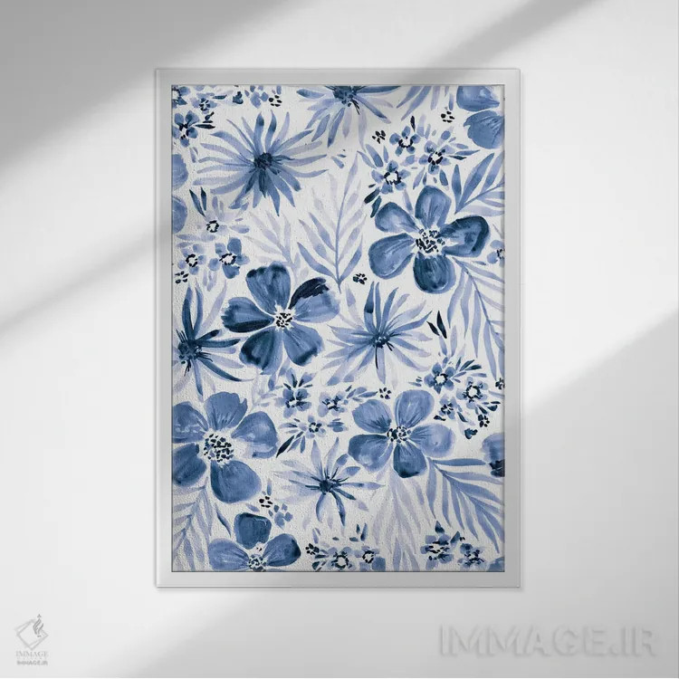 تابلو حالوهوای نیلی یک اثر آماندا مکگی - نمای قابدار سفید