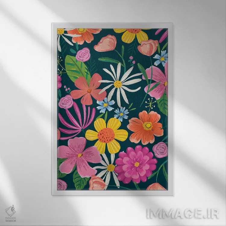 تابلو درخشش گلها دو اثر آماندا مکگی - نمای قابدار سفید