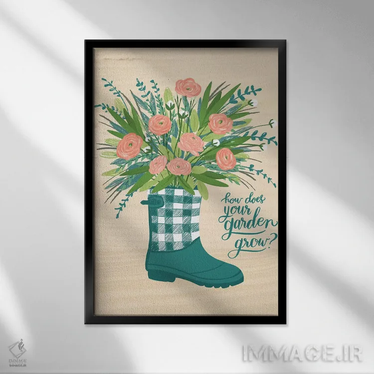 تابلو گلهای خانه روستایی چهار اثر آماندا مکگی - نمای قابدار مشکی