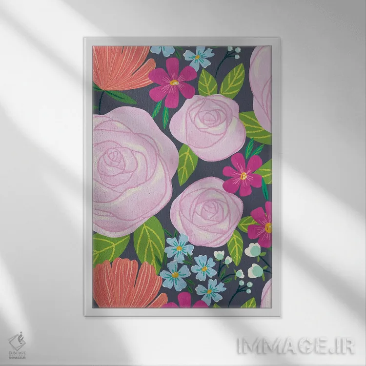 تابلو درخشش گلها چهار اثر آماندا مکگی - نمای قابدار سفید