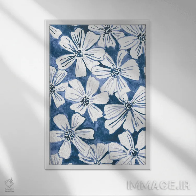 تابلو حالوهوای نیلی سه اثر آماندا مکگی - نمای قابدار سفید