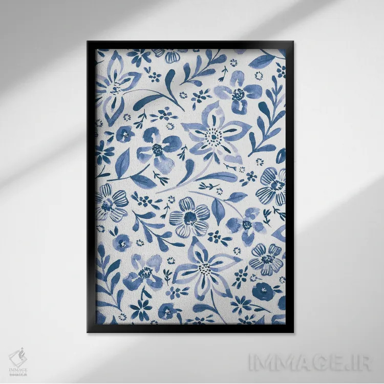 تابلو حالوهوای نیلی چهار اثر آماندا مکگی - نمای قابدار مشکی