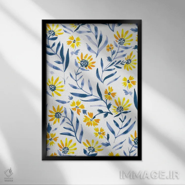 تابلو حالوهوای نیلی پنج اثر آماندا مکگی - نمای قابدار مشکی