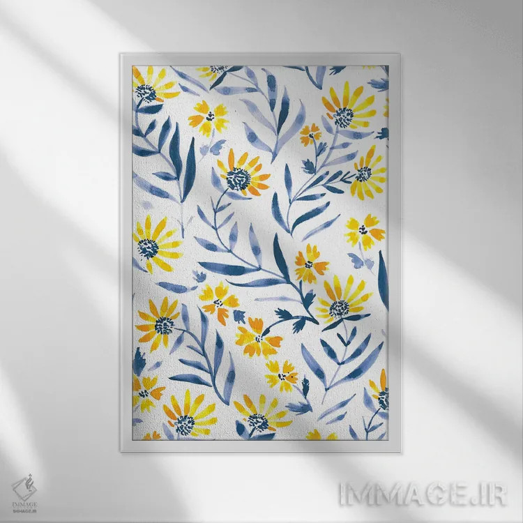 تابلو حالوهوای نیلی پنج اثر آماندا مکگی - نمای قابدار سفید