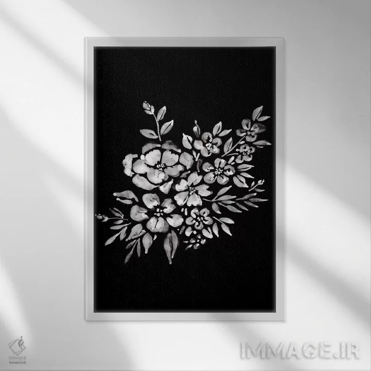 تابلو گلهای جوهری دو اثر آماندا مکگی - نمای قابدار سفید