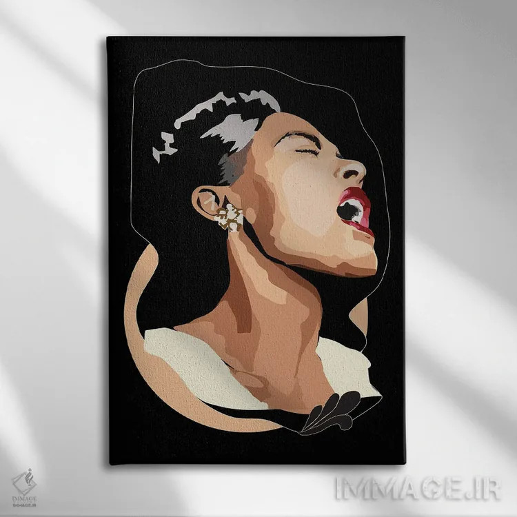 تابلو بیلی هالیدی (خواننده آمریکایی) اثر آنا مککی - نمای روبهرو روی دیوار