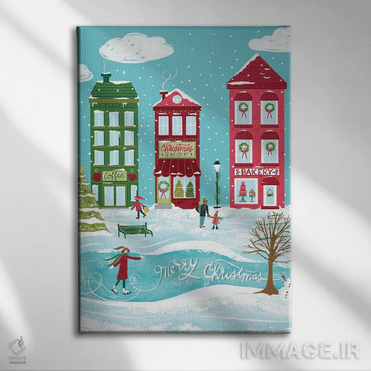 تابلو شهر کریسمسی اثر آماندا مکگی - نمای روبهرو روی دیوار