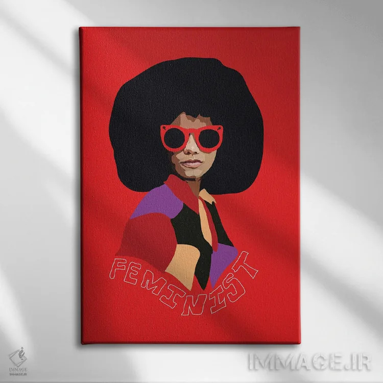 تابلو آفرو فمنیستی (آفرو به عنوان مدل مو) اثر آنا مککی - نمای روبهرو روی دیوار