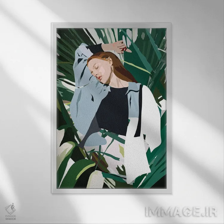 تابلو بانوی آبی اثر آنا مککی - نمای قابدار سفید