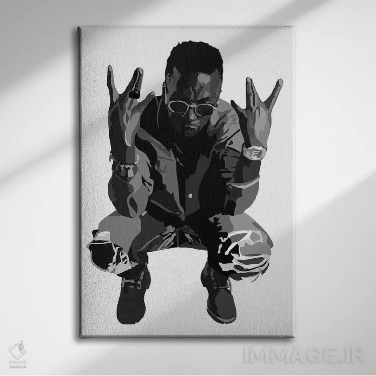 تابلو لوپه فیاسکو (رپر آمریکایی) اثر آنا مککی - نمای روبهرو روی دیوار