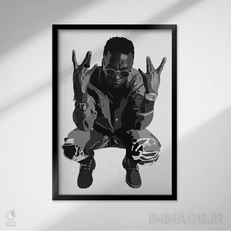 تابلو لوپه فیاسکو (رپر آمریکایی) اثر آنا مککی - نمای قابدار مشکی