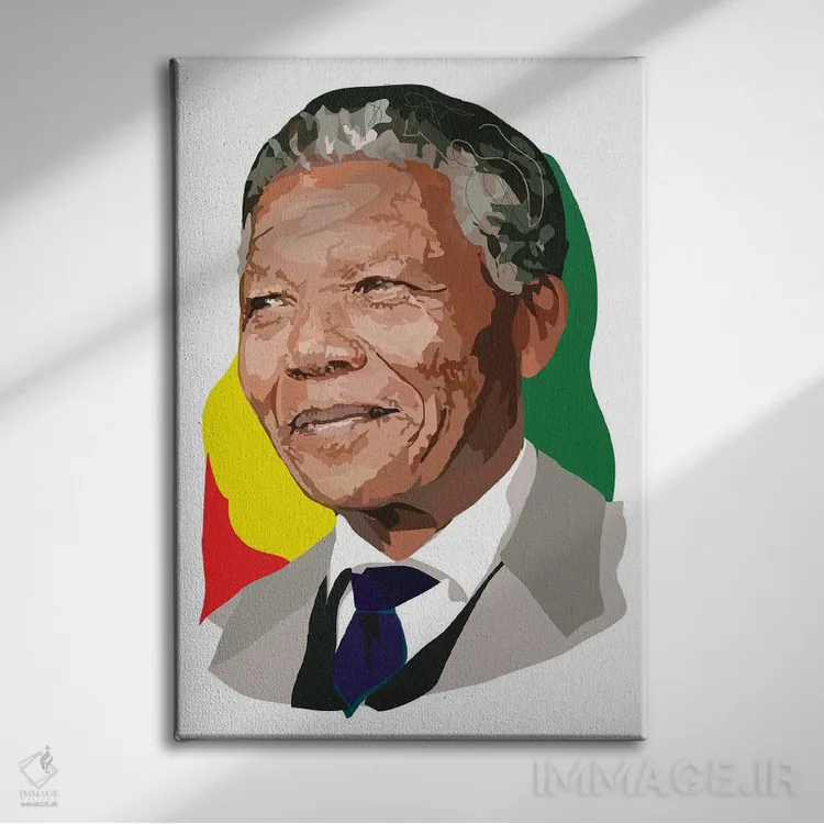 تابلو نلسون ماندلا (رهبر آفریقای جنوبی) اثر آنا مککی - نمای روبهرو روی دیوار