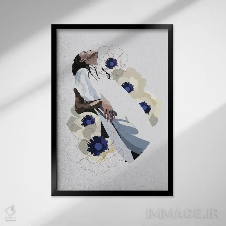 تابلو در حال شکوفه اثر آنا مککی - نمای قابدار مشکی