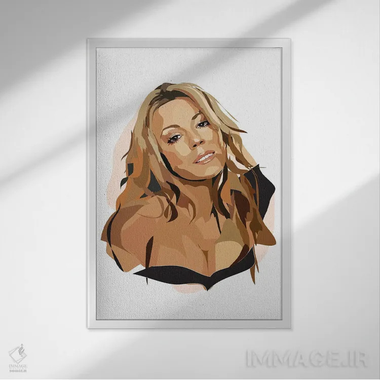 تابلو ماریا کری (خواننده آمریکایی) اثر آنا مککی - نمای قابدار سفید