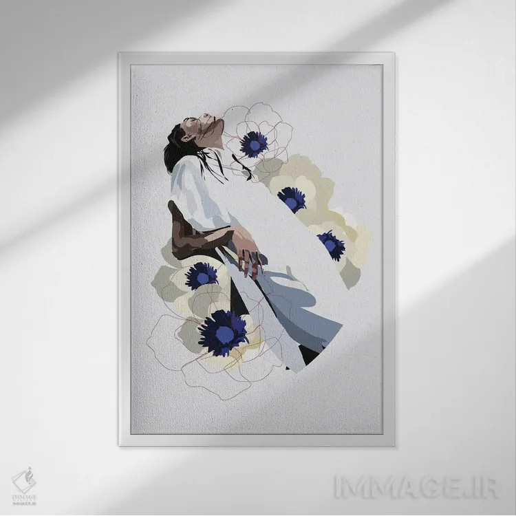 تابلو در حال شکوفه اثر آنا مککی - نمای قابدار سفید