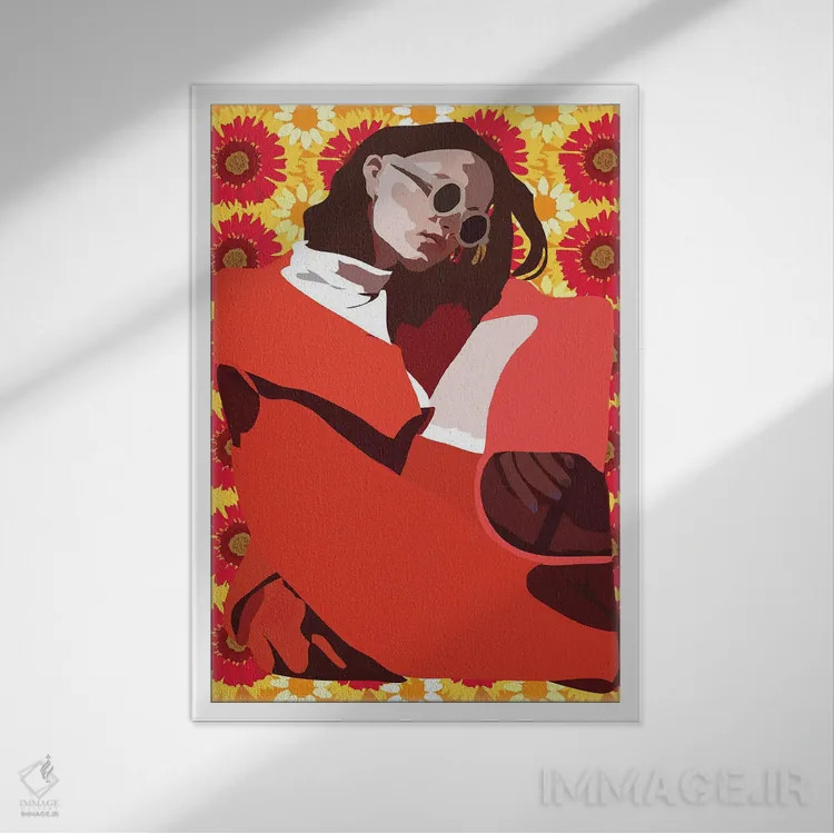 تابلو تابستان قرمز اثر آنا مککی - نمای قابدار سفید