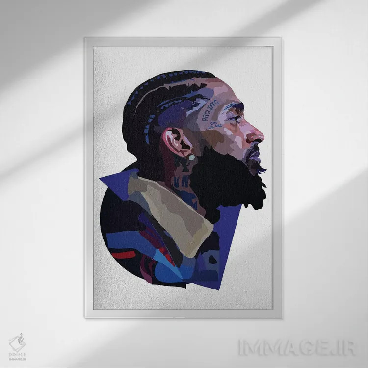 تابلو نیپسی هاسل (رپر آمریکایی) اثر آنا مککی - نمای قابدار سفید