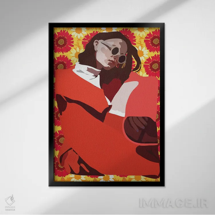 تابلو تابستان قرمز اثر آنا مککی - نمای قابدار مشکی