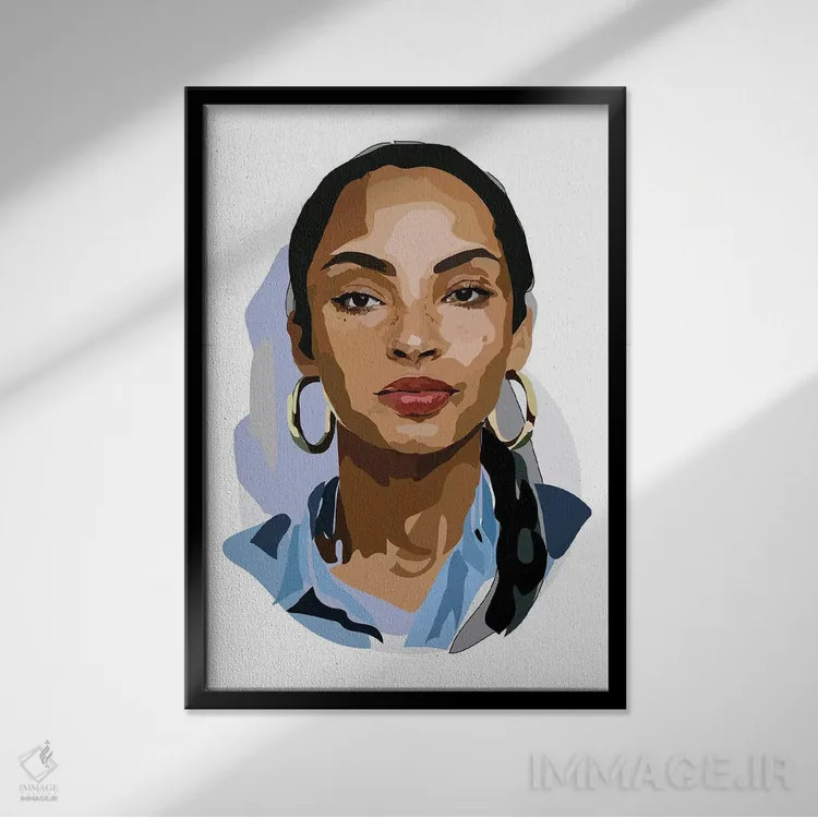 تابلو شاده (خواننده بریتانیایی-نیجریهای) اثر آنا مککی - نمای قابدار مشکی