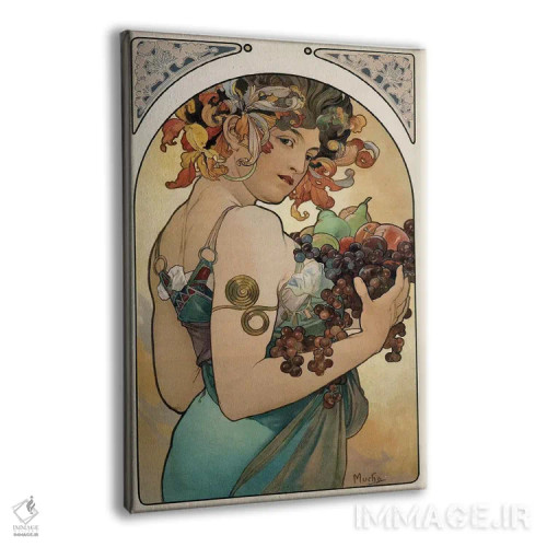 تابلو میوه، ۱۸۹۷ اثر آلفونس موخا (هنرمند آرت نووی چک) - نمای پرسپکتیو محصول