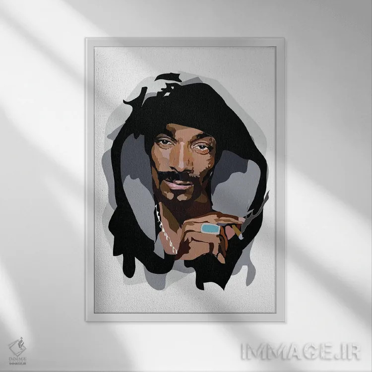 تابلو اسنوپ داگ (رپر آمریکایی) اثر آنا مککی - نمای قابدار سفید