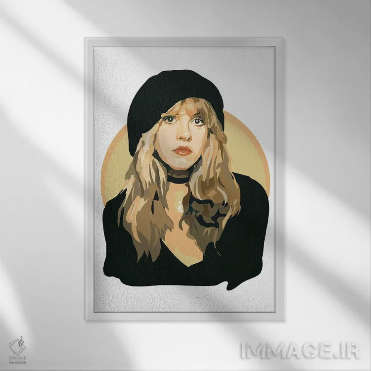 تابلو استیوی نیکس (خواننده آمریکایی) اثر آنا مککی - نمای قابدار سفید