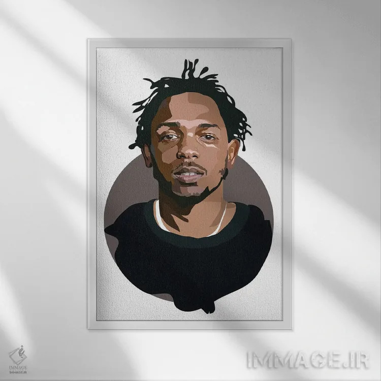 تابلو کندریک لامار (رپر آمریکایی) اثر آنا مککی - نمای قابدار سفید